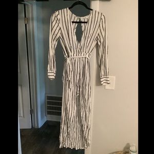 Black and white striped jumpsuit